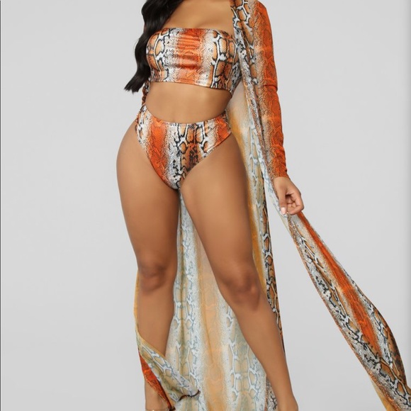 3 Piece Snakeskin Bikini Set - Picture 2 of 5